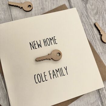 New Home Wooden Key Personalised Card, 3 of 4