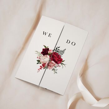 Burgundy Floral Gatefold Wedding Invitations, 2 of 5