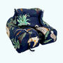 Jungle Print Cotton Washbag, Make Up Bag, With Waterproof Lining Set Of Three Navy Blue, thumbnail 2 of 5