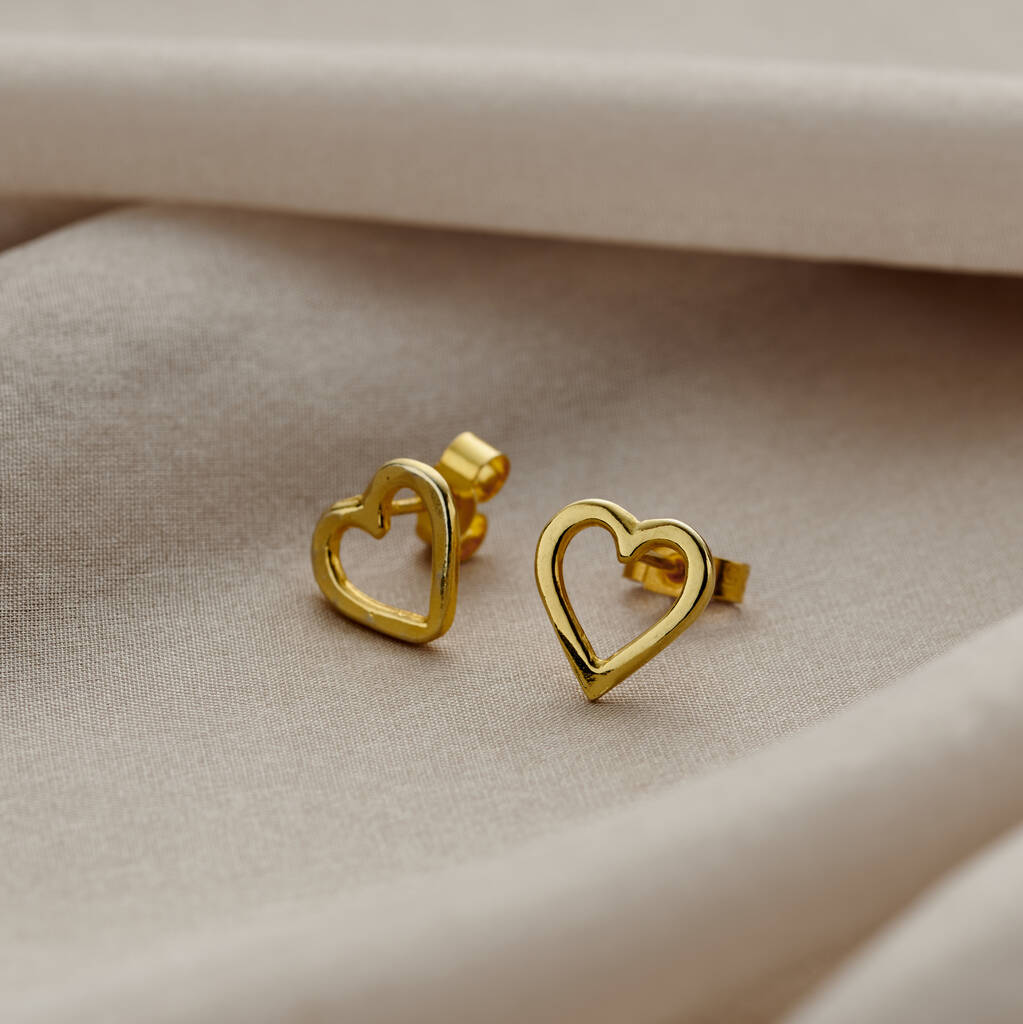 9ct Gold Mini Open Heart Stud Earrings By Posh Totty Designs ...