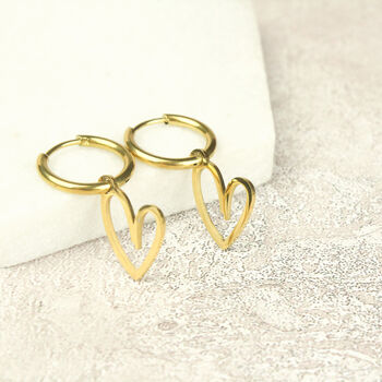 Heart Hoop Earrings In Silver Or Gold Colour, 6 of 9