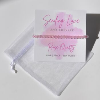 Sending Love And Hugs Rose Quartz Crystal Bracelet Gift For Love, 3 of 5