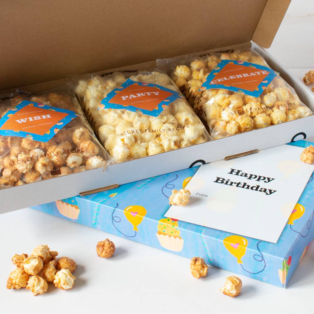 'Happy Birthday' Gourmet Popcorn Letterbox Gift, 1 of 5