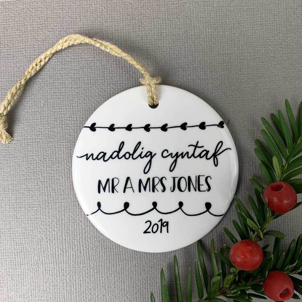 Welsh Personalised Christmas Decoration By Adra