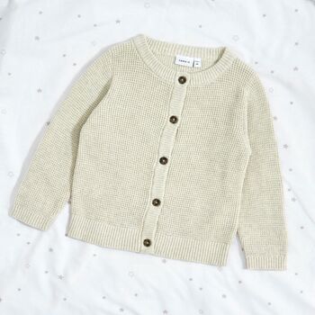 Personalised Daddy's Little Man Oatmeal Cardigan, 4 of 4