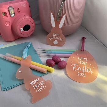 Personalised Hopping Easter Bunny Decoration Pink, 8 of 10