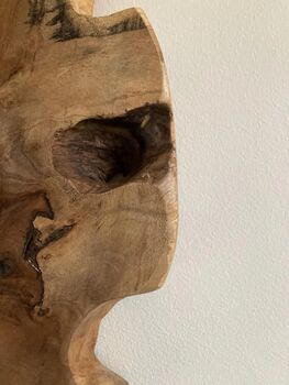 50cm Handcrafted Teak Root Tree Slice Mirror, 6 of 9