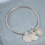 Solid Sterling Silver Initial Charm Bangle, thumbnail 1 of 5