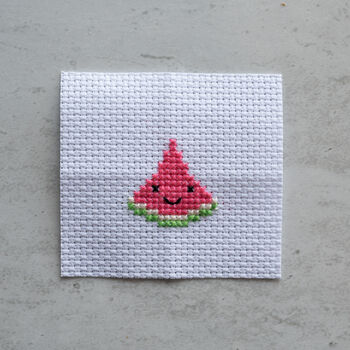 Kawaii Watermelon Mini Cross Stitch Kit, 7 of 8
