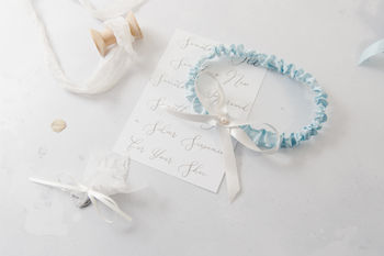 Personalised Letterbox Something Blue Wedding Garter, 2 of 4