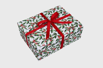 Luxury Green Holly Christmas Wrapping Paper, 3 of 3