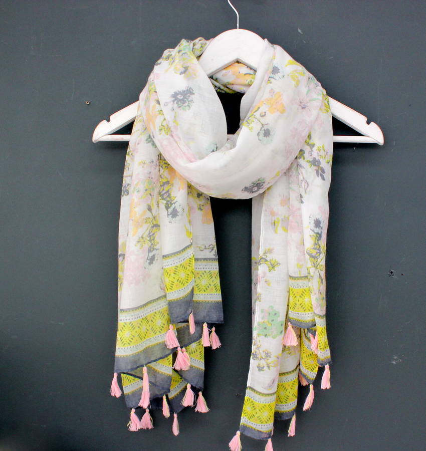 pink tasseled scarf by the forest & co | notonthehighstreet.com