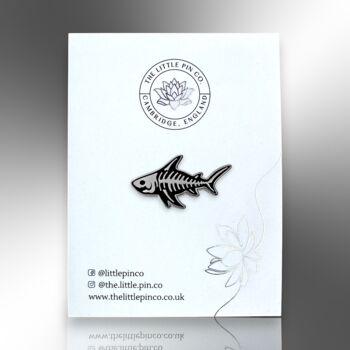 Small Shark Skeleton Hard Enamel Pin Badge, Fishing, Sealife And Marine Gifts, 5 of 8