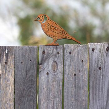 Rusted Metal Goldfinch Bird Garden Fence Topper, 10 of 10