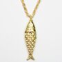 Textured Fish Charm Rope Chain Necklace Pendant, thumbnail 2 of 5