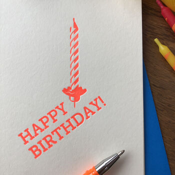 'Neon Birthday Candle' Letterpress Card, 2 of 2