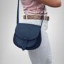 Crossbody Navy Dark Blue Loop Closure Leather Saddle Bag Maya, thumbnail 4 of 5