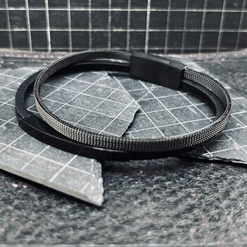 Double Banded Steel And Leather Bracelet | Men's Gift, 4 of 4