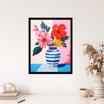 Heavenly Hibiscus Bright Floral Pink Wall Art Print, 4 of 6