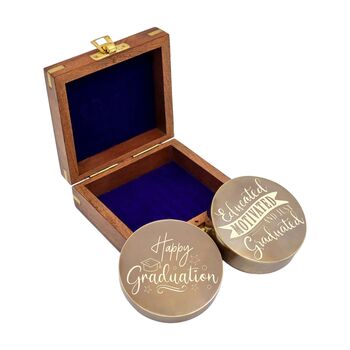 Custom Bronze Signature Sundial Compass Gift With Wooden Box, 2 of 10
