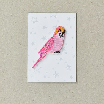 Pink Budgie Iron On Patch, 2 of 4