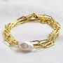 Gold Plated Cable Chain And Pearl Bracelet, thumbnail 2 of 5