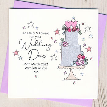 Personalised Floral Wedding Cake Card, 2 of 4
