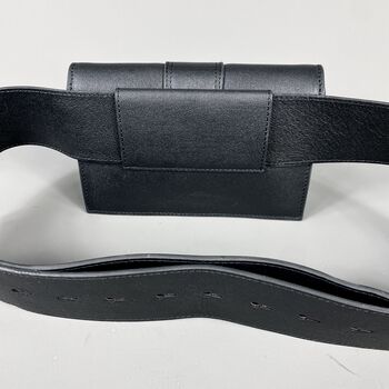 Mini Black Leather Belt Bag, 9 of 10