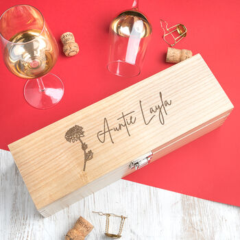 Personalised Birth Flower Wine Box Birthday Gift For Mum Her, 10 of 11