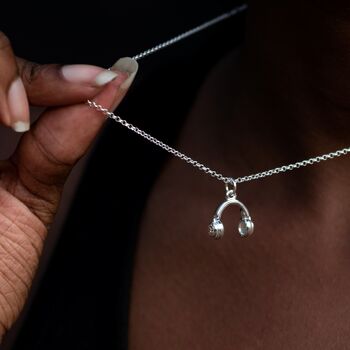 Personalised Sterling Silver Headphones Necklace, 2 of 11
