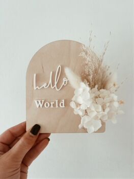 Hello World Dried Flower Arch Plaque, 2 of 2
