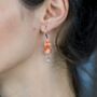 Colourful Orange Marble Pearl Double Pearl Earrings, thumbnail 1 of 10