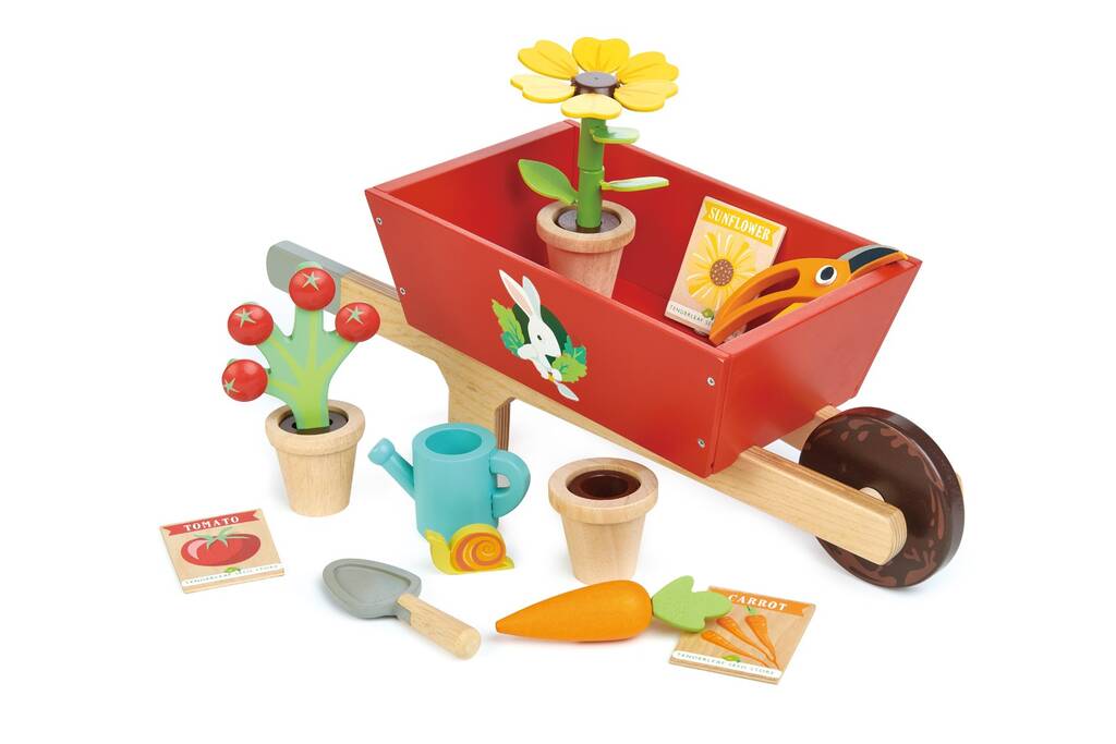 Sustainable Toy Wooden Garden Wheelbarrow Set By Crafts4Kids