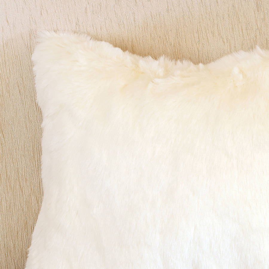 country cream faux fur cushion by dibor