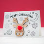 Personalised Rudolph Finger Puppet And Colour In Card, thumbnail 2 of 4