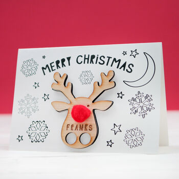 Personalised Rudolph Finger Puppet And Colour In Card, 2 of 4