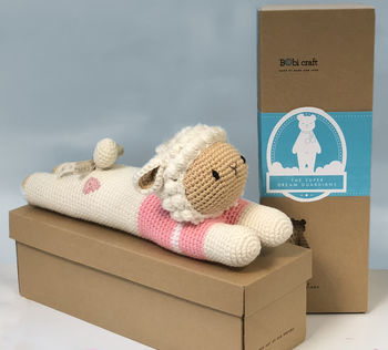 Personalised Hand Knitted Lamb Bed Teddy Barbra, 2 of 10