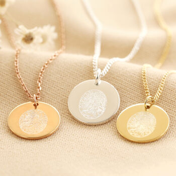 Personalised Sterling 'Your Fingerprint' Disc Necklace, 3 of 11