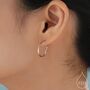 Twisted Strip Mobius Band Large Semi Hoop Stud Earrings In Sterling Silver, thumbnail 1 of 12