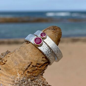 Ruby July Birthstone Ring In Textured Sterling Silver And 9ct Gold, 9 of 12