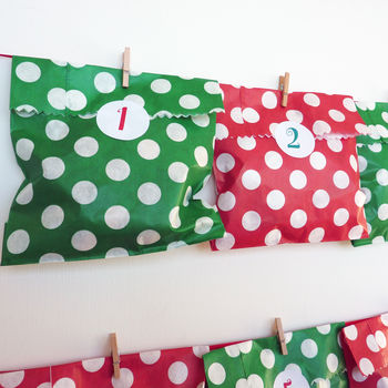 Spotty Advent Bags And Stickers, 2 of 5