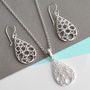 Sterling Silver Geometric Teardrop Necklace, thumbnail 3 of 5