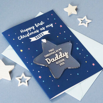 Daddy First Christmas Personalised Keepsake Card, 2 of 2