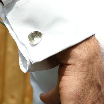 Textured And Domed Oval Silver Cufflinks, 4 of 9