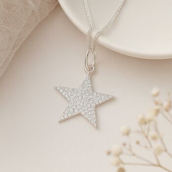 Personalised Sterling Silver Pavé Star Pendant Necklace, 4 of 10