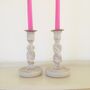Pair Of Antique Hand Painted Candlesticks ~ Eleven, thumbnail 1 of 4