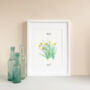 Daffodils March Birth Flower Watercolour Art Print, thumbnail 1 of 4