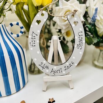 Personalised Wedding Gift Keepsake Horseshoe Grey, 2 of 7