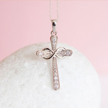 Personalised Sterling Silver Infinity Cross Necklace, 4 of 12