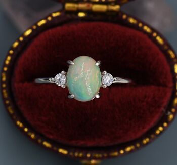 Sterling Silver Genuine Opal Ring, 3 of 12